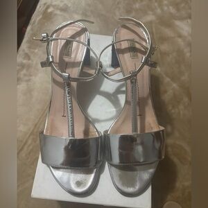 Furla Silver Stiletto Heels Strappy Sandals